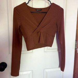 Wrap Cropped Longsleeve Top